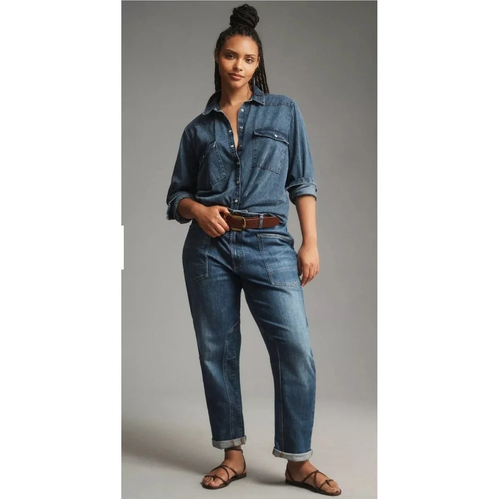 Anthropologie Blue Cropped Jeans - Picture 1 of 14